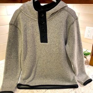 Old Navy gray and black button sweater with hoodie